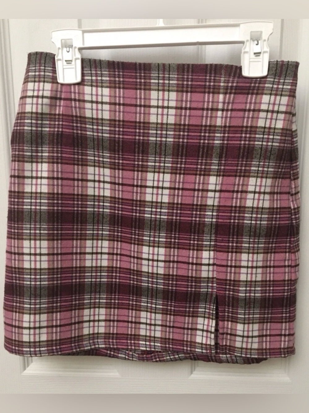 Art Class Girls Skirt Pink Plaid Large 10/12 Front Notch Zipper